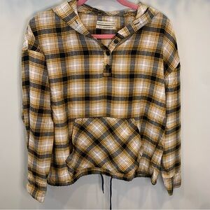 Urban Outfitters Alex Popover Check Flannel Hoodie Size XS